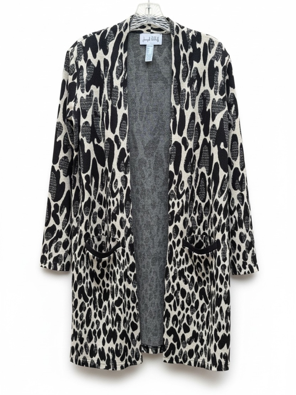 Joseph Ribkoff Leopard Print Open Cardigan - Black & Cream size 6